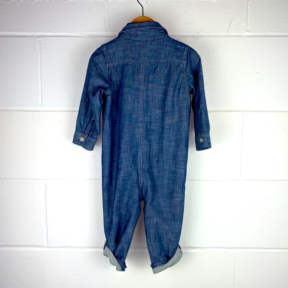 GAP Jersey Lined Button Down Denim Romper 18-24 Months GAP Denim Romper 18-24M - Picture 4 of 16